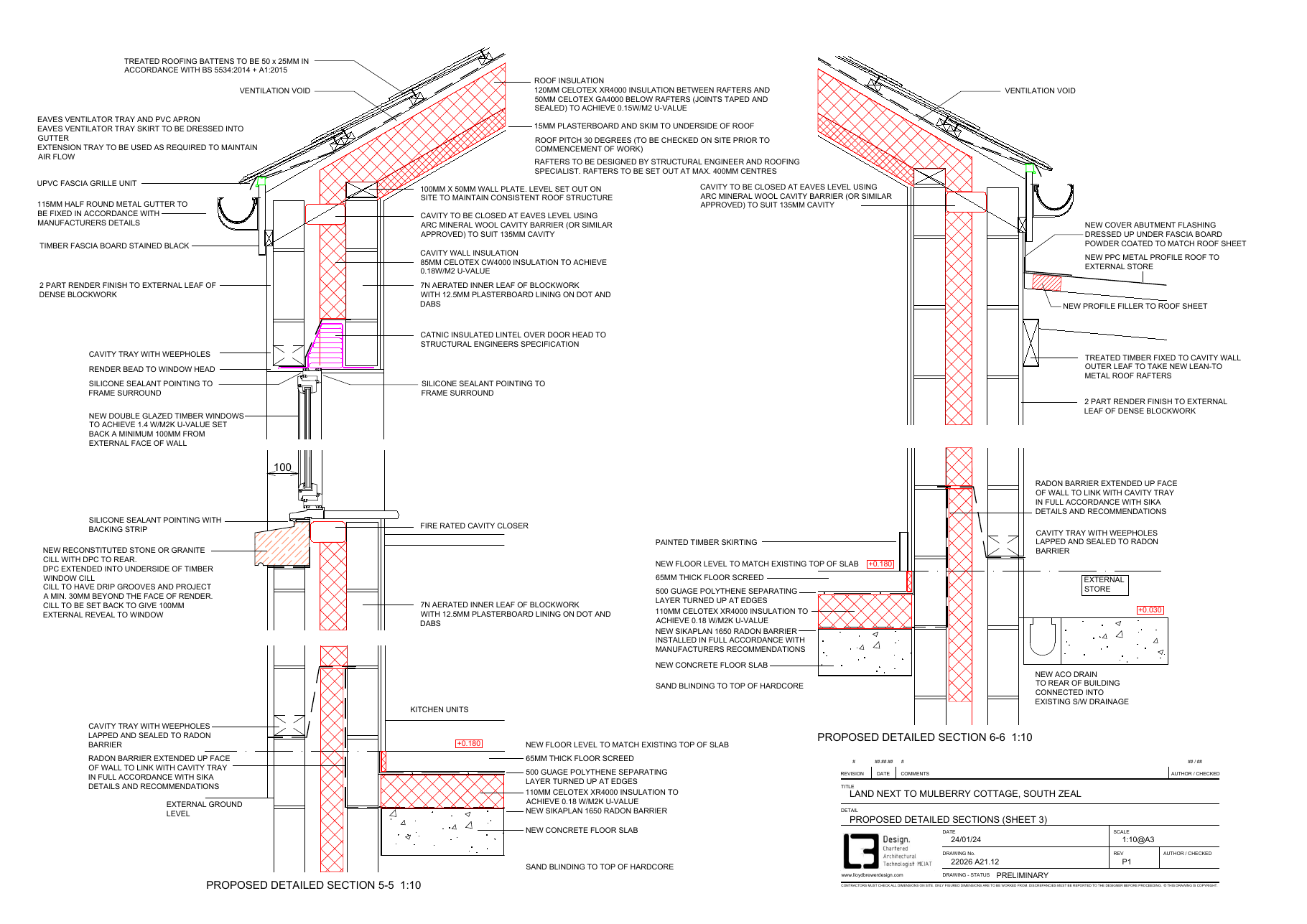 Proposed sections — Sticklepath stone outbuilding conversion
