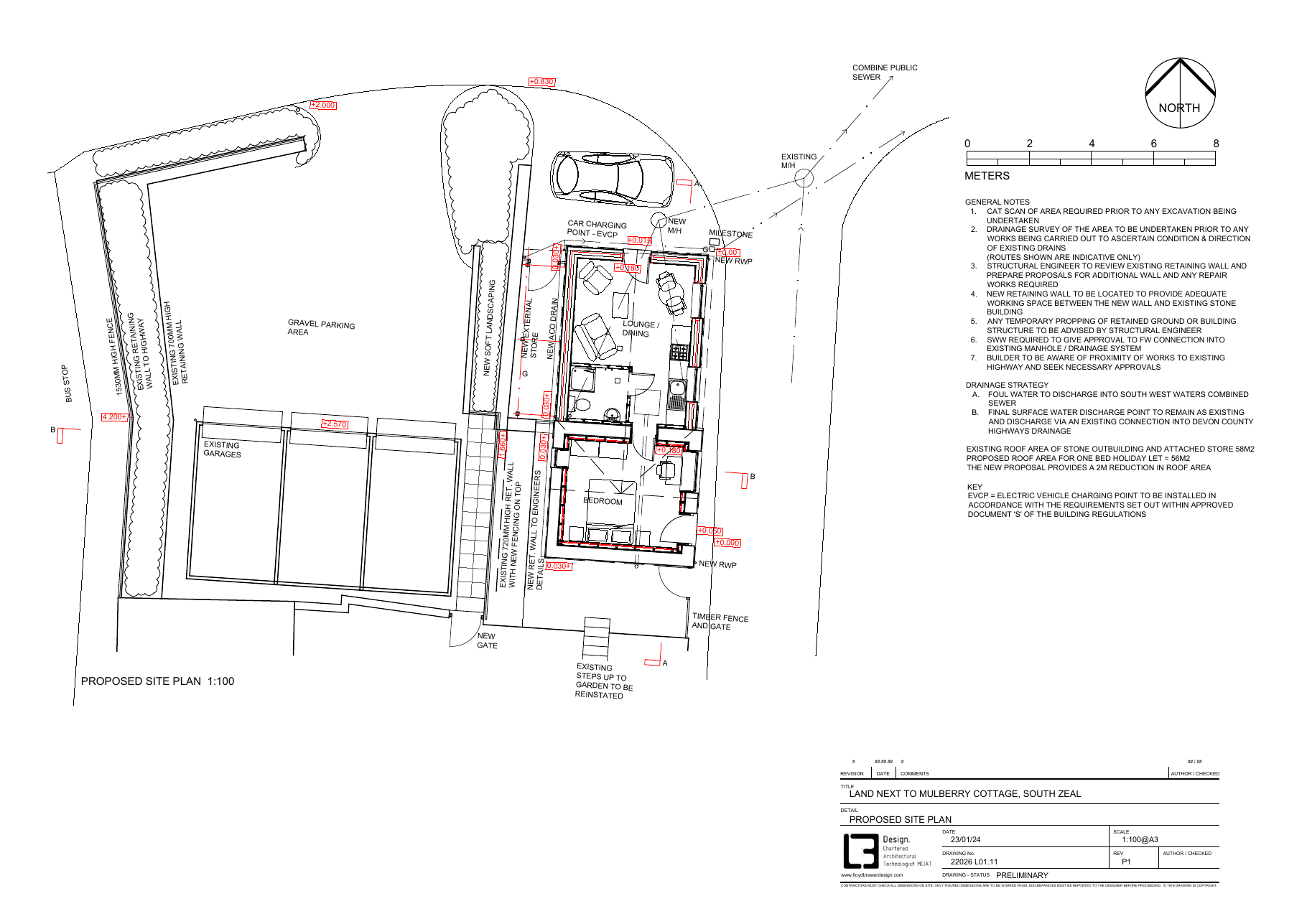Proposed site plan — Devon stone outbuilding conversion, Sticklepath